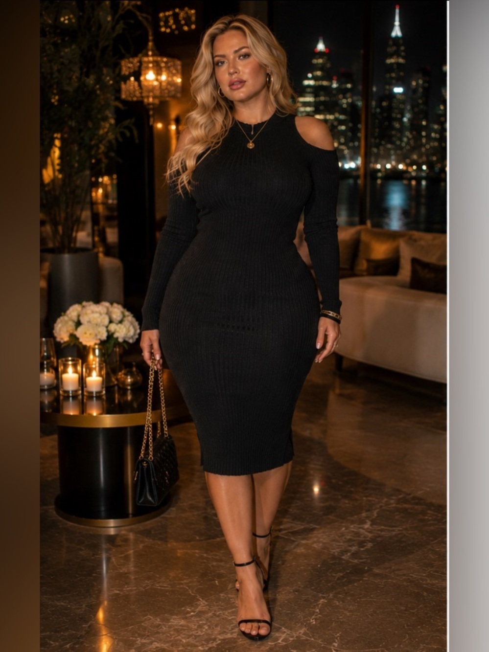 A New Day cold shoulder ribbed knit dress